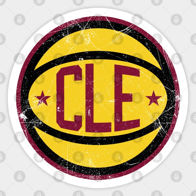 Cleveland Retro Ball - Black Sticker by KFig21